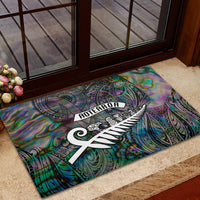 New Zealand Rubber Doormat Aotearoa Symbols With Silver Fern LT03 - Polynesian Pride