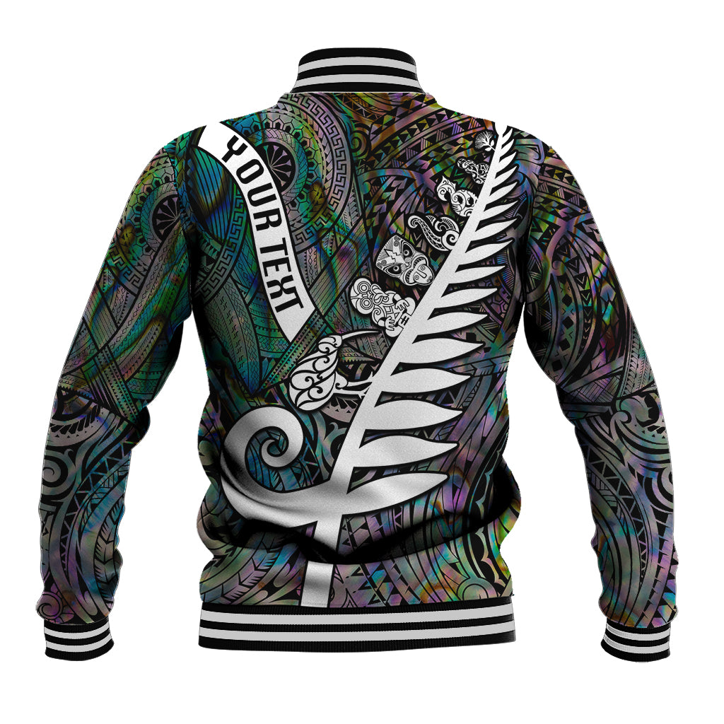 Personalized New Zealand Baseball Jacket Aotearoa Symbols With Silver Fern LT03 - Polynesian Pride
