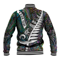 Personalized New Zealand Baseball Jacket Aotearoa Symbols With Silver Fern LT03 - Polynesian Pride