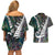 Personalized New Zealand Couples Matching Off Shoulder Short Dress and Hawaiian Shirt Aotearoa Symbols With Silver Fern LT03 - Polynesian Pride