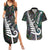 Personalized New Zealand Couples Matching Summer Maxi Dress and Hawaiian Shirt Aotearoa Symbols With Silver Fern LT03 Black - Polynesian Pride