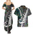 Personalized New Zealand Couples Matching Summer Maxi Dress and Hawaiian Shirt Aotearoa Symbols With Silver Fern LT03 - Polynesian Pride