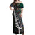 Personalized New Zealand Off Shoulder Maxi Dress Aotearoa Symbols With Silver Fern LT03 Women Black - Polynesian Pride