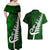 New Zealand Couples Matching Off Shoulder Maxi Dress and Hawaiian Shirt Silver Fern and Maori Symbols Papua Shell Green Style LT03 - Polynesian Pride