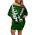 New Zealand Family Matching Off Shoulder Short Dress and Hawaiian Shirt Silver Fern and Maori Symbols Papua Shell Green Style LT03 Mom's Dress Green - Polynesian Pride