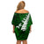 New Zealand Family Matching Off Shoulder Short Dress and Hawaiian Shirt Silver Fern and Maori Symbols Papua Shell Green Style LT03 - Polynesian Pride