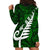 New Zealand Hoodie Dress Silver Fern and Maori Symbols Papua Shell Green Style LT03 - Polynesian Pride