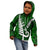 New Zealand Kid Hoodie Silver Fern and Maori Symbols Papua Shell Green Style LT03 - Polynesian Pride