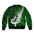 New Zealand Sleeve Zip Bomber Jacket Silver Fern and Maori Symbols Papua Shell Green Style LT03 - Polynesian Pride