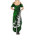 New Zealand Summer Maxi Dress Silver Fern and Maori Symbols Papua Shell Green Style LT03 - Polynesian Pride