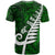 New Zealand T Shirt Silver Fern and Maori Symbols Papua Shell Green Style LT03 - Polynesian Pride