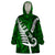 New Zealand Wearable Blanket Hoodie Silver Fern and Maori Symbols Papua Shell Green Style LT03 One Size Green - Polynesian Pride