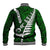 Personalized New Zealand Baseball Jacket Silver Fern and Maori Symbols Papua Shell Green Style LT03 - Polynesian Pride