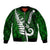 Personalized New Zealand Bomber Jacket Silver Fern and Maori Symbols Papua Shell Green Style LT03 Unisex Green - Polynesian Pride