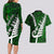 Personalized New Zealand Couples Matching Long Sleeve Bodycon Dress and Hawaiian Shirt Silver Fern and Maori Symbols Papua Shell Green Style LT03 - Polynesian Pride