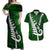 Personalized New Zealand Couples Matching Off Shoulder Maxi Dress and Hawaiian Shirt Silver Fern and Maori Symbols Papua Shell Green Style LT03 Green - Polynesian Pride