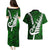 Personalized New Zealand Couples Matching Puletasi Dress and Hawaiian Shirt Silver Fern and Maori Symbols Papua Shell Green Style LT03 - Polynesian Pride