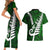 Personalized New Zealand Couples Matching Short Sleeve Bodycon Dress and Hawaiian Shirt Silver Fern and Maori Symbols Papua Shell Green Style LT03 - Polynesian Pride