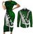 Personalized New Zealand Couples Matching Short Sleeve Bodycon Dress and Long Sleeve Button Shirt Silver Fern and Maori Symbols Papua Shell Green Style LT03 Green - Polynesian Pride