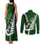 Personalized New Zealand Couples Matching Tank Maxi Dress and Long Sleeve Button Shirt Silver Fern and Maori Symbols Papua Shell Green Style LT03 - Polynesian Pride