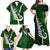 Personalized New Zealand Family Matching Off Shoulder Maxi Dress and Hawaiian Shirt Silver Fern and Maori Symbols Papua Shell Green Style LT03 - Polynesian Pride