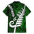 Personalized New Zealand Family Matching Off Shoulder Short Dress and Hawaiian Shirt Silver Fern and Maori Symbols Papua Shell Green Style LT03 - Polynesian Pride