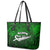 Personalized New Zealand Leather Tote Bag Silver Fern and Maori Symbols Papua Shell Green Style LT03 - Polynesian Pride