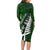 Personalized New Zealand Long Sleeve Bodycon Dress Silver Fern and Maori Symbols Papua Shell Green Style LT03 - Polynesian Pride