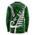 Personalized New Zealand Long Sleeve Shirt Silver Fern and Maori Symbols Papua Shell Green Style LT03 - Polynesian Pride