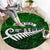 Personalized New Zealand Round Carpet Silver Fern and Maori Symbols Papua Shell Green Style LT03 - Polynesian Pride