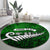 Personalized New Zealand Round Carpet Silver Fern and Maori Symbols Papua Shell Green Style LT03 - Polynesian Pride