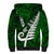 Personalized New Zealand Sherpa Hoodie Silver Fern and Maori Symbols Papua Shell Green Style LT03 - Polynesian Pride