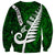 Personalized New Zealand Sweatshirt Silver Fern and Maori Symbols Papua Shell Green Style LT03 - Polynesian Pride