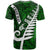 Personalized New Zealand T Shirt Silver Fern and Maori Symbols Papua Shell Green Style LT03 - Polynesian Pride