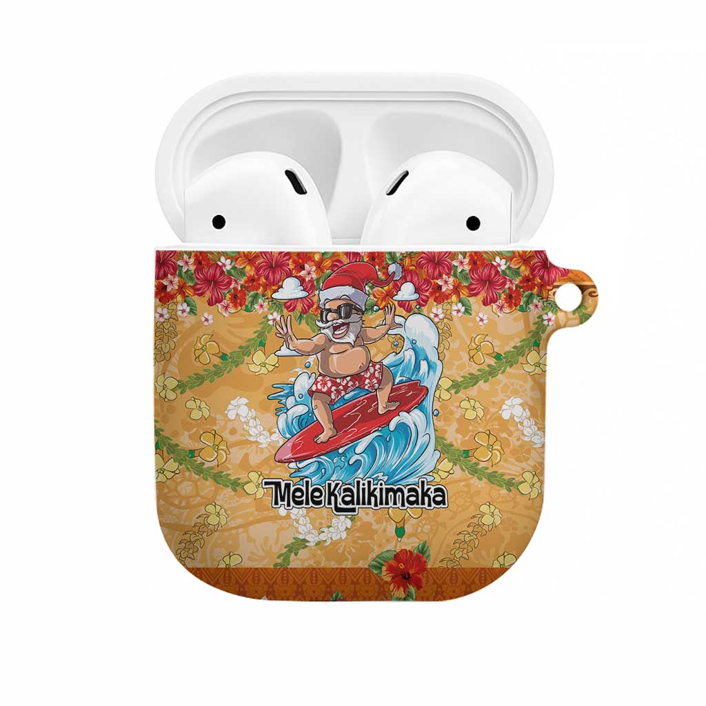 Hawaii Mele Kalikimaka AirPods Case Funny Santa Claus Surfing on Tropical Plants LT03 Multicolor - Polynesian Pride