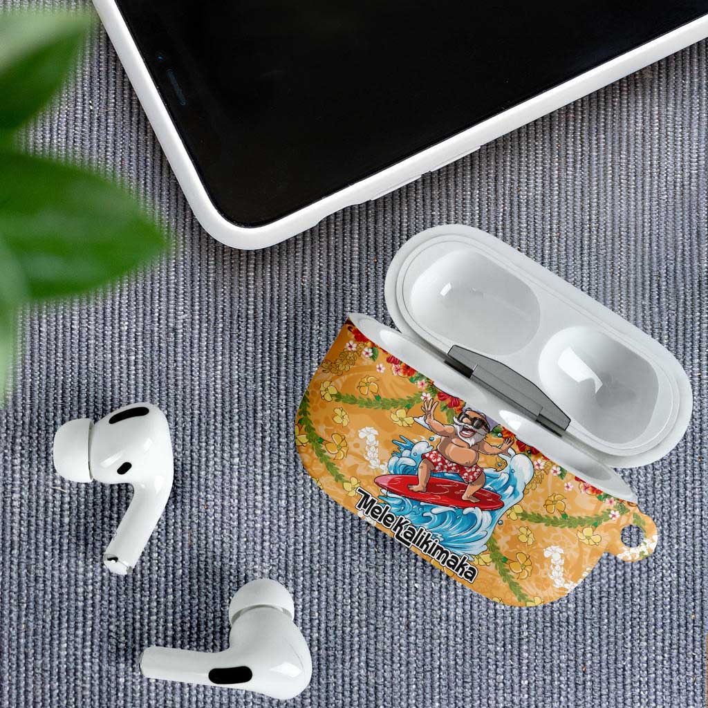 Hawaii Mele Kalikimaka AirPods Case Funny Santa Claus Surfing on Tropical Plants LT03 - Polynesian Pride