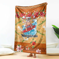 Hawaii Mele Kalikimaka Blanket Funny Santa Claus Surfing on Tropical Plants LT03 - Polynesian Pride