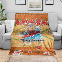 Hawaii Mele Kalikimaka Blanket Funny Santa Claus Surfing on Tropical Plants LT03 - Polynesian Pride