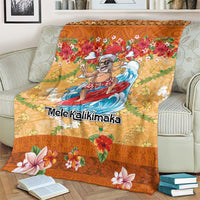 Hawaii Mele Kalikimaka Blanket Funny Santa Claus Surfing on Tropical Plants LT03 - Polynesian Pride