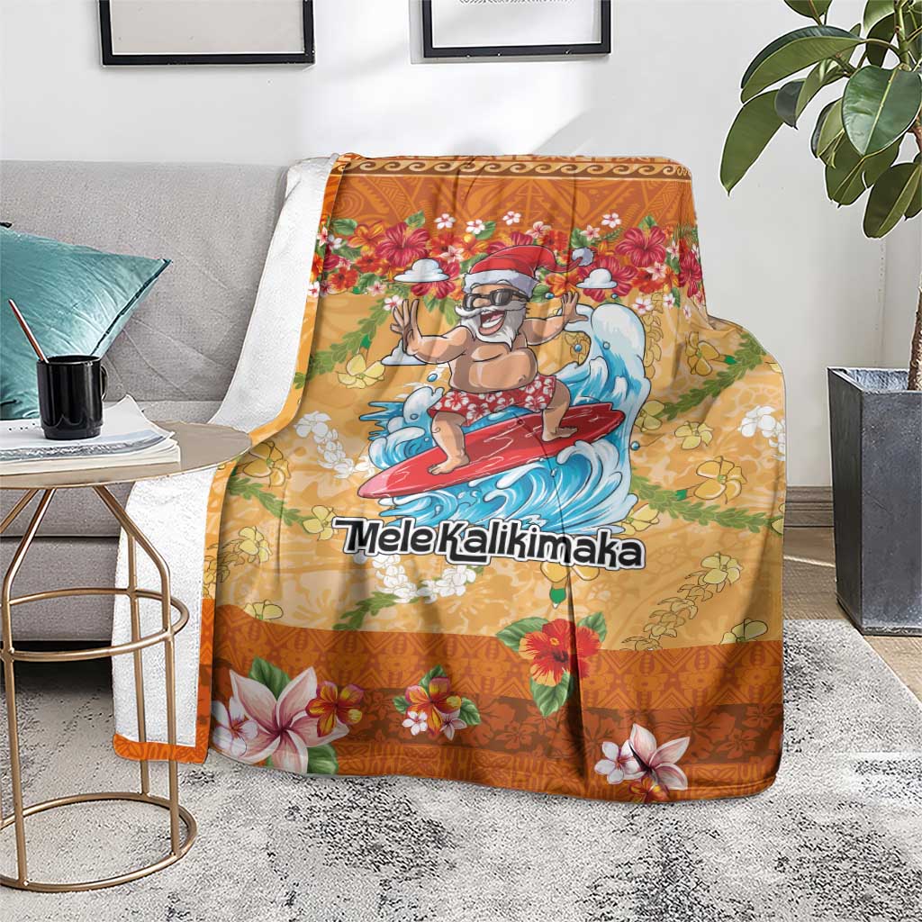 Hawaii Mele Kalikimaka Blanket Funny Santa Claus Surfing on Tropical Plants LT03 - Polynesian Pride
