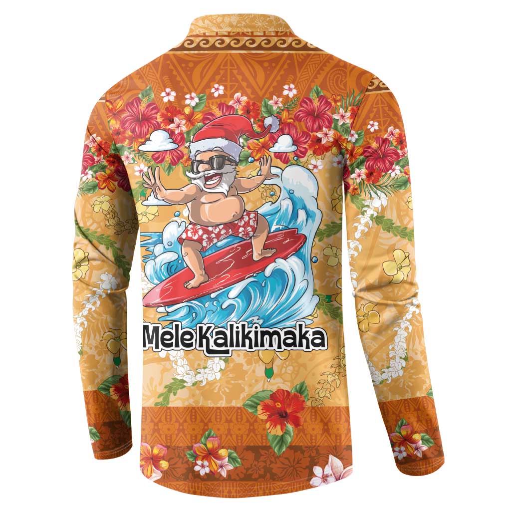 Hawaii Mele Kalikimaka Button Sweatshirt Funny Santa Claus Surfing on Tropical Plants LT03 - Polynesian Pride