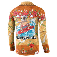Hawaii Mele Kalikimaka Button Sweatshirt Funny Santa Claus Surfing on Tropical Plants LT03 - Polynesian Pride