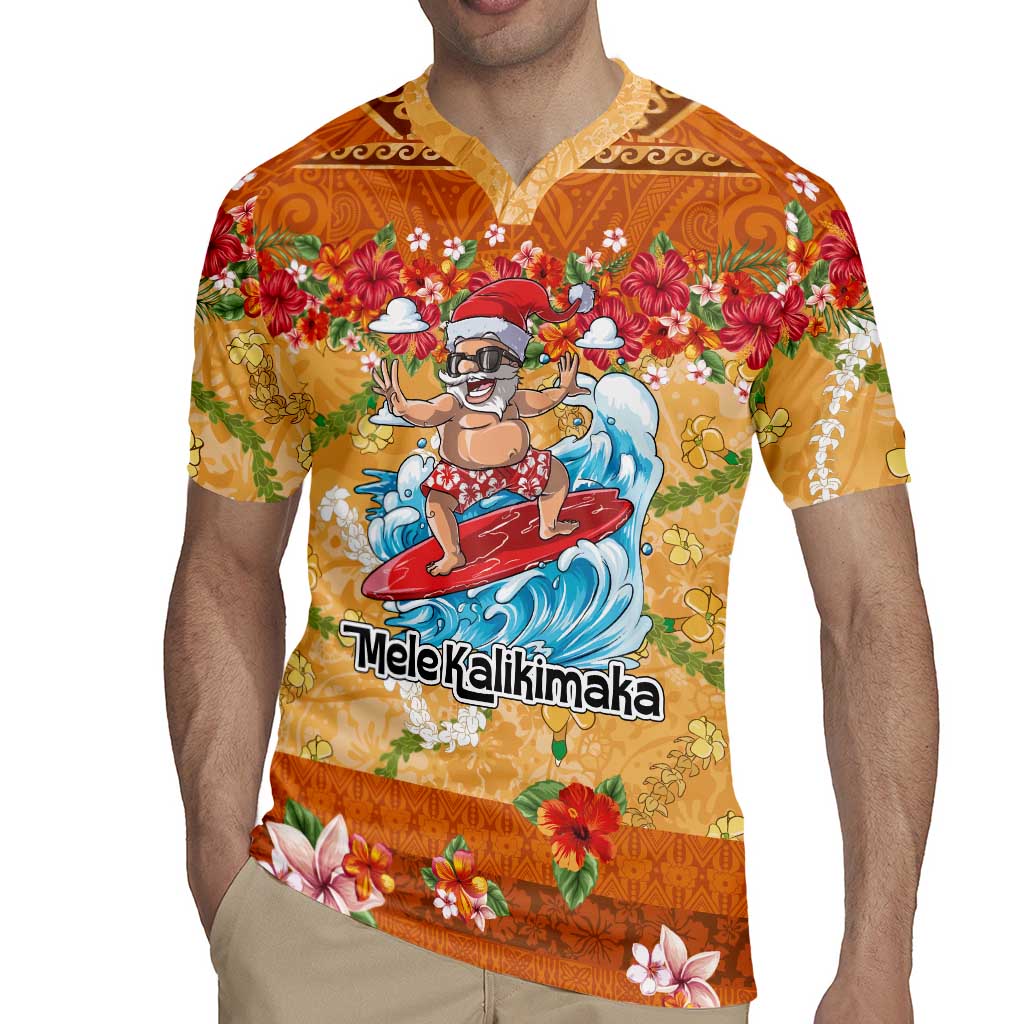 Hawaii Mele Kalikimaka Rugby Jersey Funny Santa Claus Surfing on Tropical Plants LT03 - Polynesian Pride