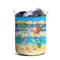 Polynesian Merry Christmas Laundry Basket Funny Santa Beach Tropical Plant and Turtle LT03 - Polynesian Pride