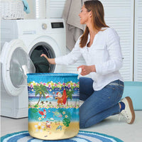 Polynesian Merry Christmas Laundry Basket Funny Santa Beach Tropical Plant and Turtle LT03 - Polynesian Pride