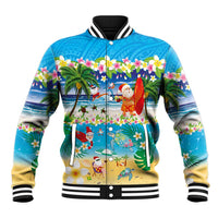 Polynesian Merry Christmas Baseball Jacket Funny Santa Beach Tropical Plant and Turtle LT03 Unisex Multicolor - Polynesian Pride