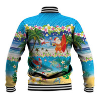 Polynesian Merry Christmas Baseball Jacket Funny Santa Beach Tropical Plant and Turtle LT03 - Polynesian Pride