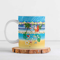 Polynesian Merry Christmas Ceramic Mug Funny Santa Beach Tropical Plant and Turtle LT03 Multicolor - Polynesian Pride