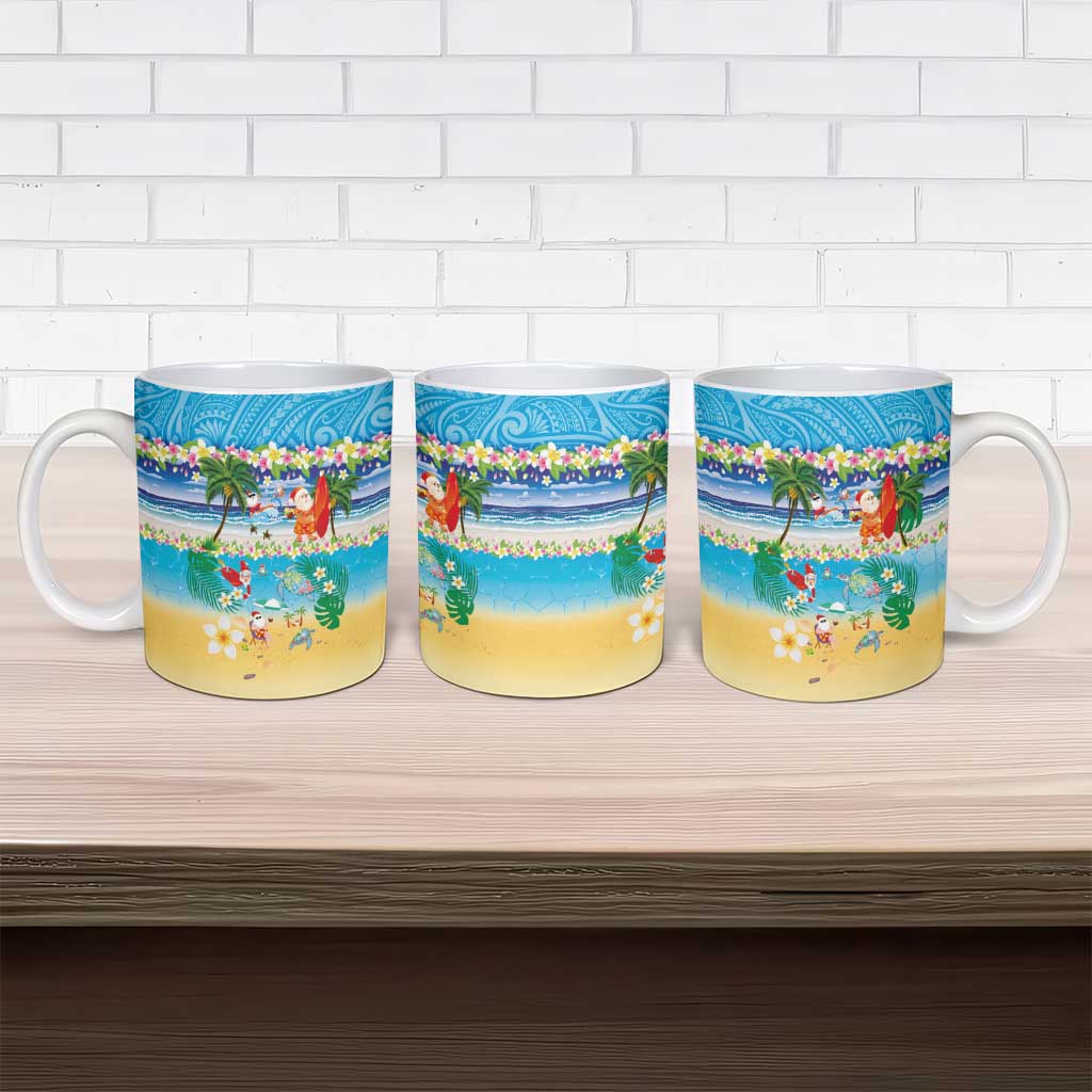Polynesian Merry Christmas Ceramic Mug Funny Santa Beach Tropical Plant and Turtle LT03 - Polynesian Pride