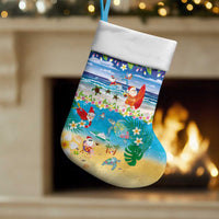 Polynesian Merry Christmas Stocking Funny Santa Beach Tropical Plant and Turtle LT03 Set of 2 Multicolor - Polynesian Pride